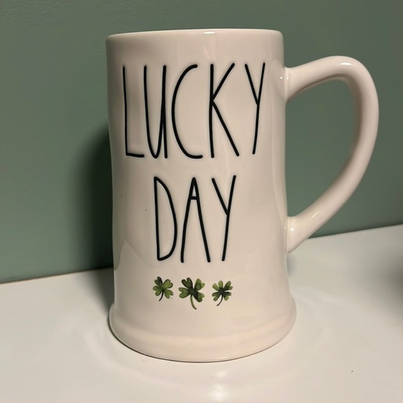 Rae Dunn Other - 🍀RAE DUNN Tall Mug “LUCKY DAY”